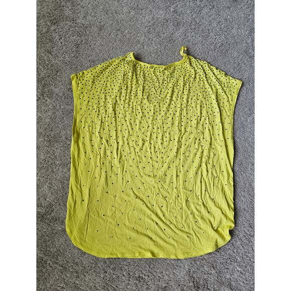 CHAUS SPORT Blouse Yellow Studded Shirt Womens Size Large Y2k Summer Bikercore - Picture 2 of 7